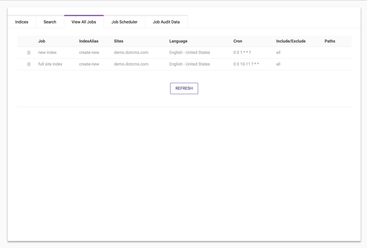 The View All Jobs tab displays all jobs which are either scheduled to run in the future, or are currently running